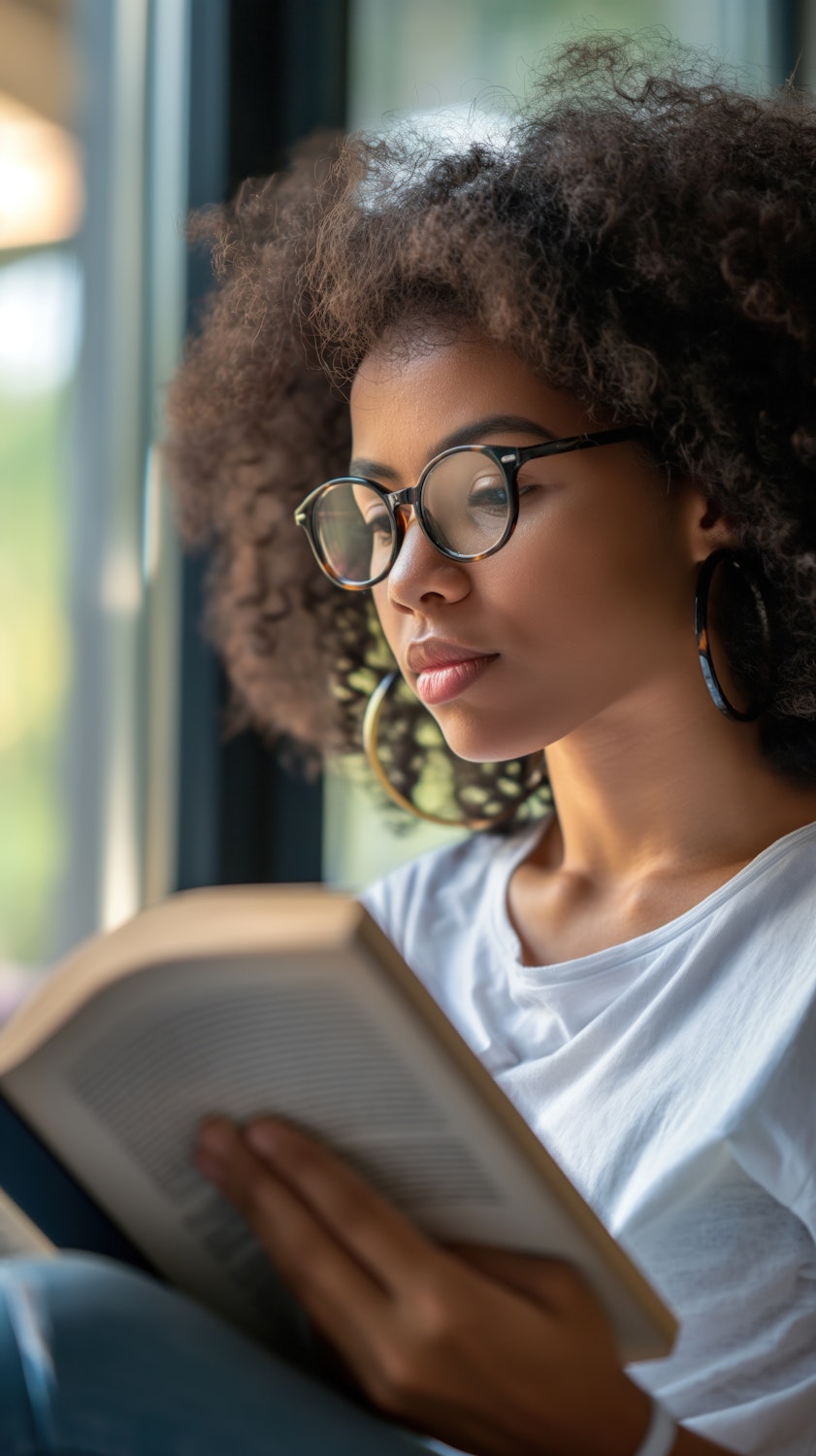 A person completely immersed in reading a book on a digital device, reflecting a 'flow state' where external distractions fade away.