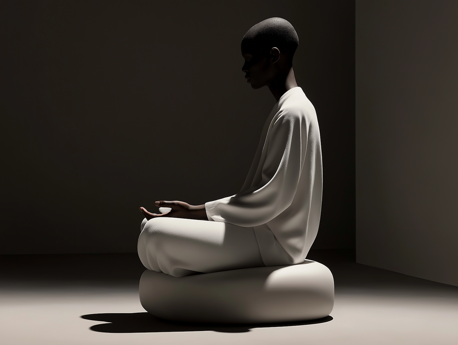 A person sitting calmly in a meditative pose, representing the practice of mindfulness to enhance concentration.
