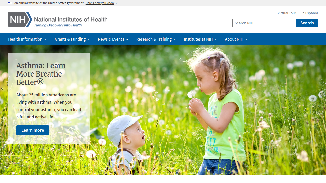 The official website of the National Institutes of Health, a leading source for health research.