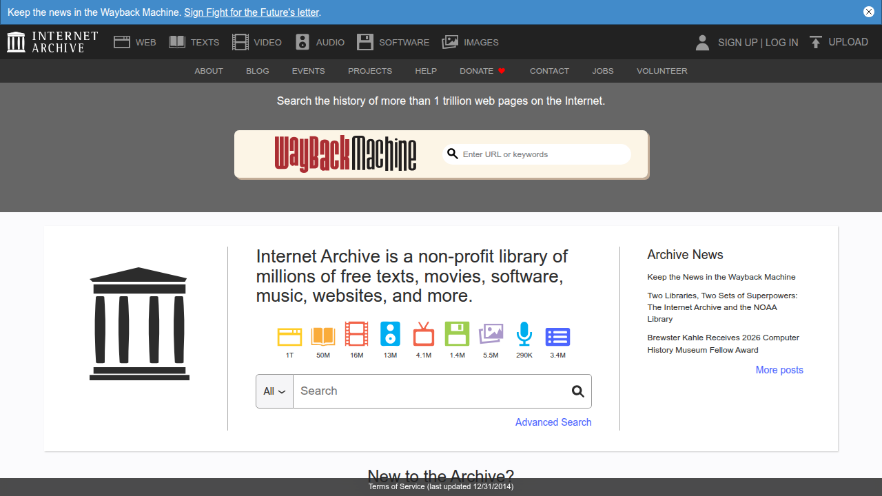 The Internet Archive's vast digital library, a repository of free ebooks and other media for focused reading.