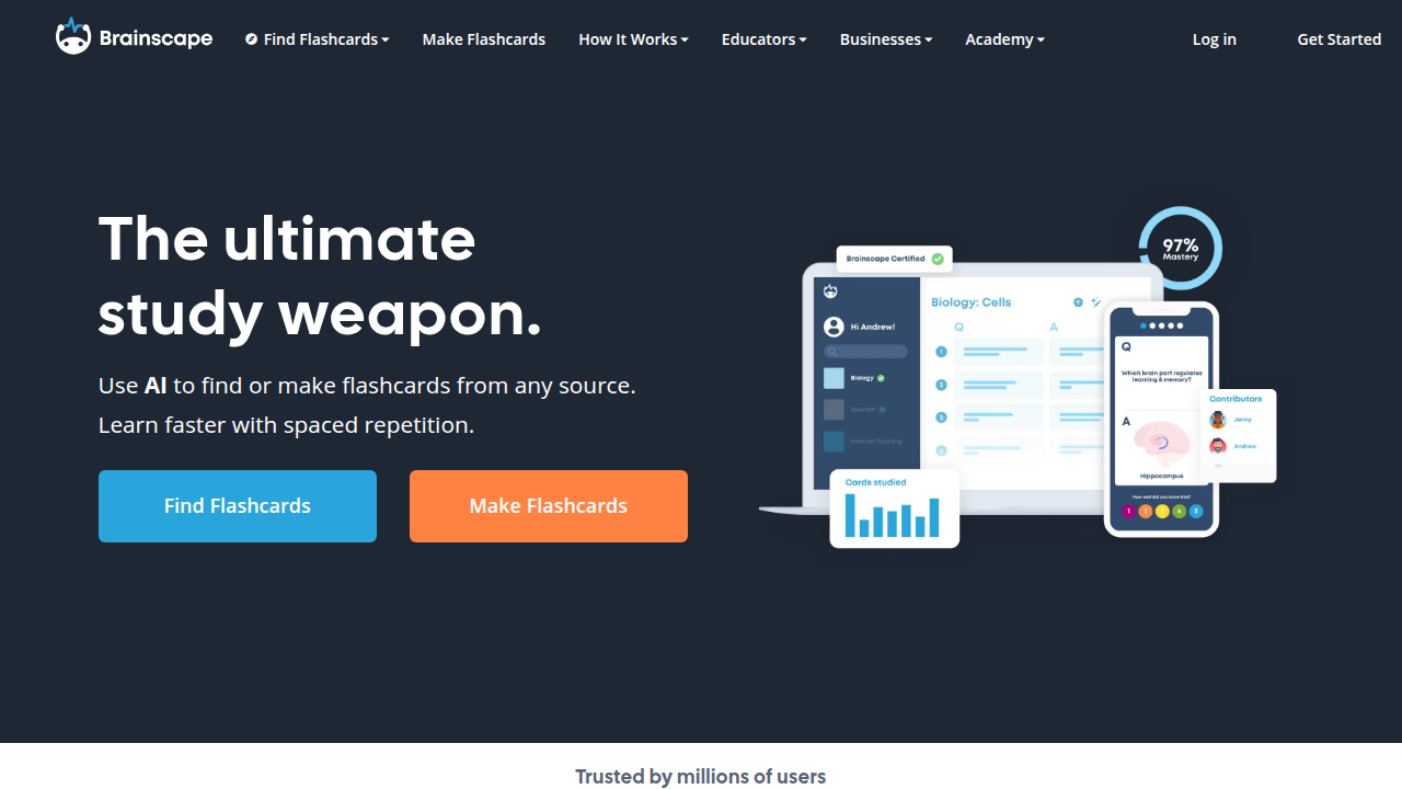 The Brainscape web interface, showcasing its focus on confidence-based learning.
