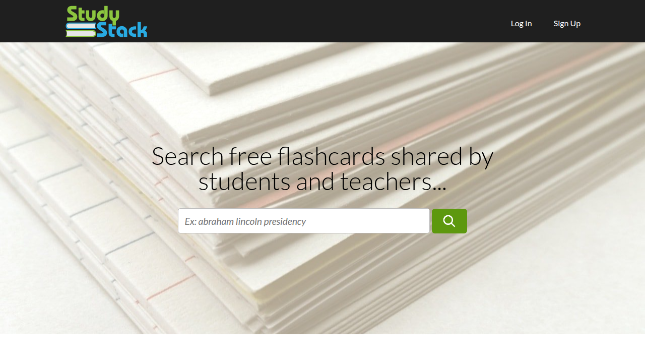 The minimalist and distraction-free interface of StudyStack, emphasizing its focus on learning.