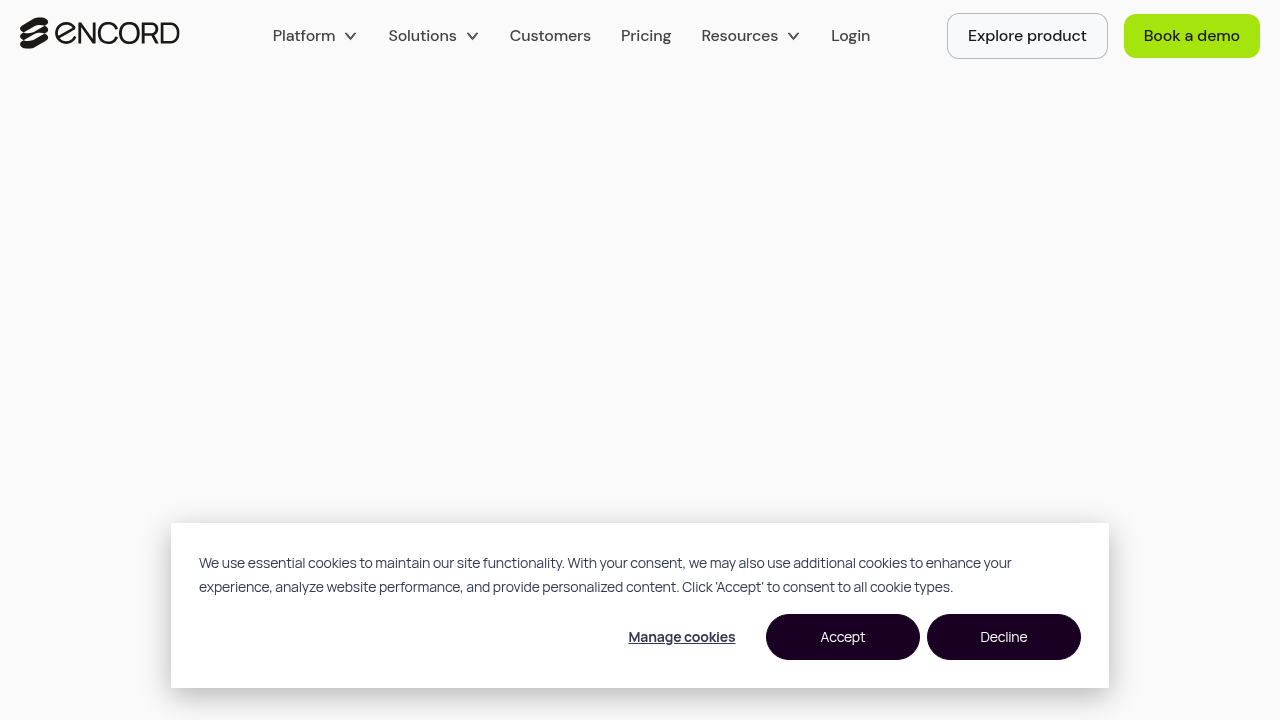 Screenshot of Encord's homepage, a platform offering tools for annotation and data workflows.