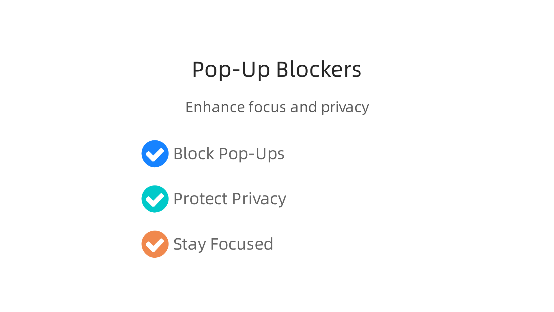 An infographic illustrating the primary advantages of using a pop-up blocker on iPhone for enhanced focus.