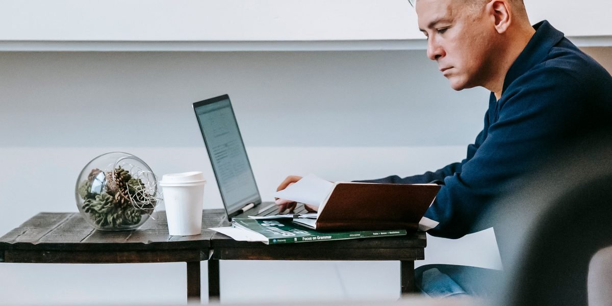 An individual deeply immersed in a task, demonstrating focused concentration.
