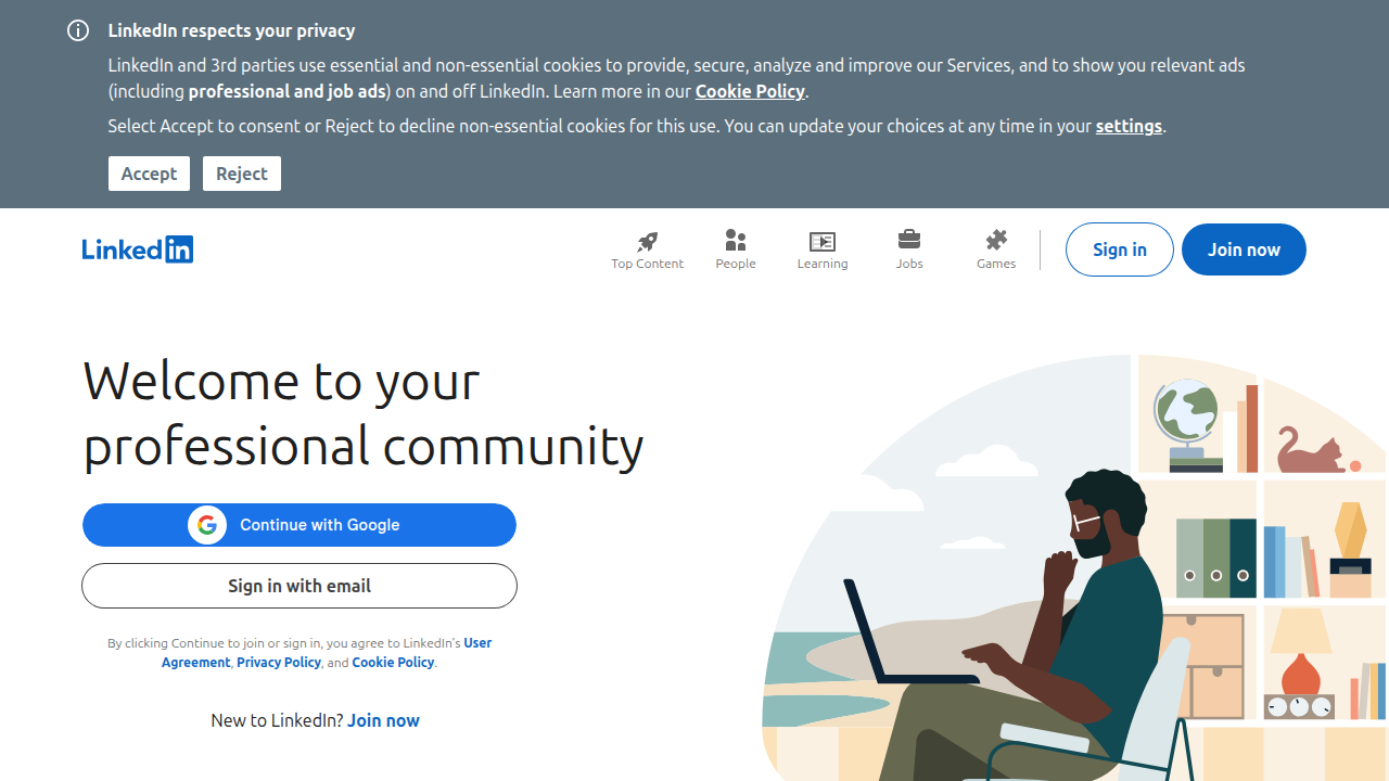 The LinkedIn platform, a hub for professional networking and content sharing where studies on attention spans are often discussed.