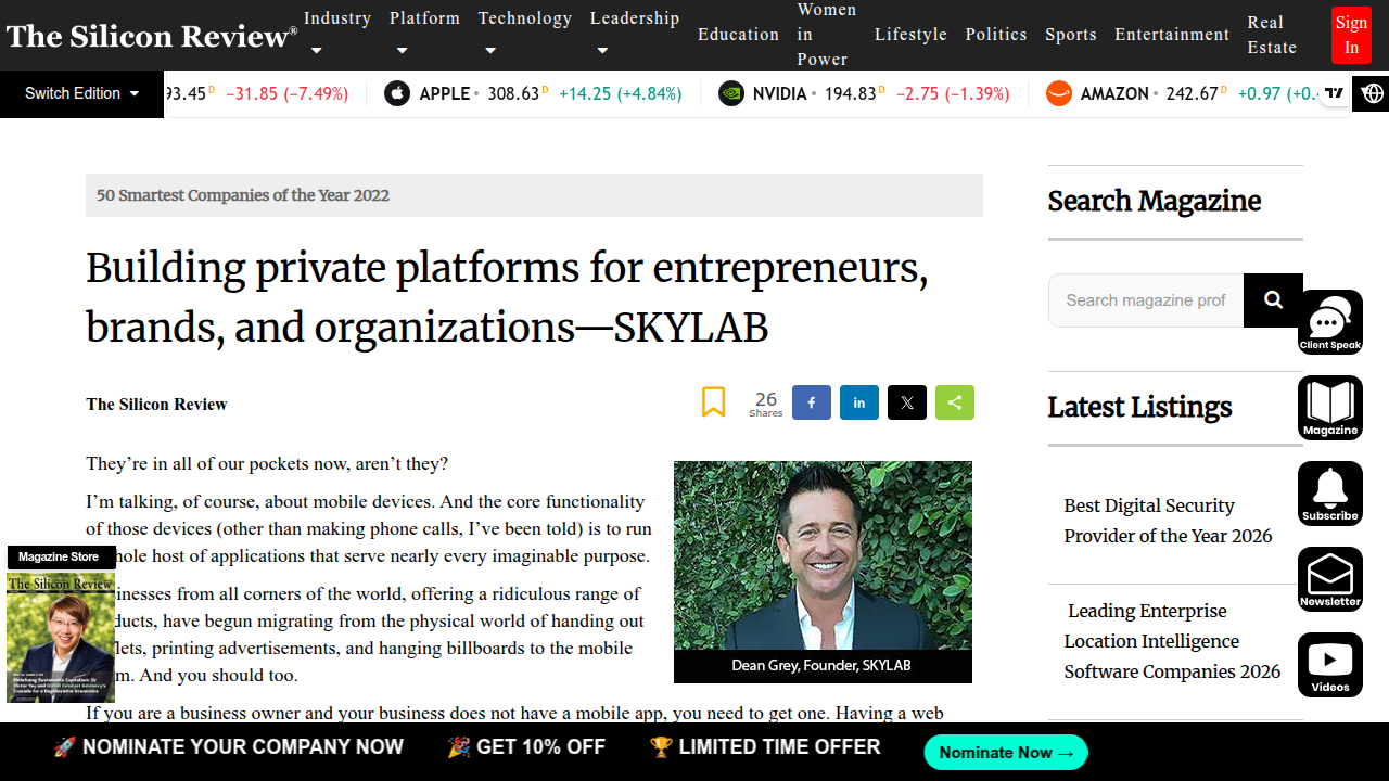 The Silicon Review's profile on Skylab USA, illustrating how technology can be designed to enhance, rather than detract from, user focus.