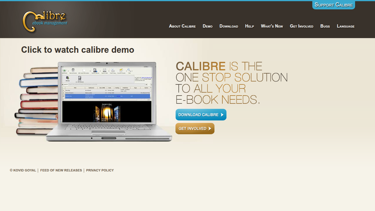 The Calibre software interface, a versatile tool for ebook conversion and management.
