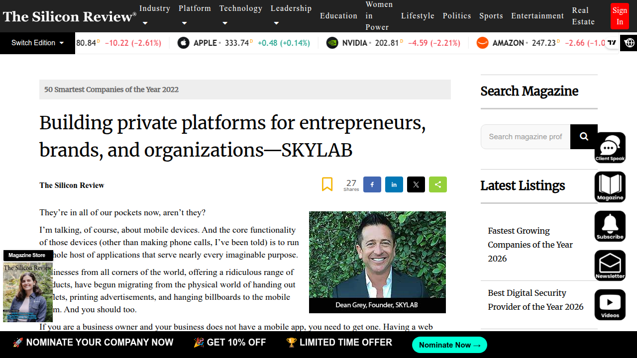 The Silicon Review discusses Skylab's approach to offsetting digital distraction.